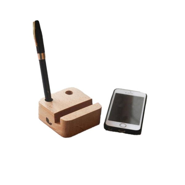 پایه موبایل و خودکار چوبی