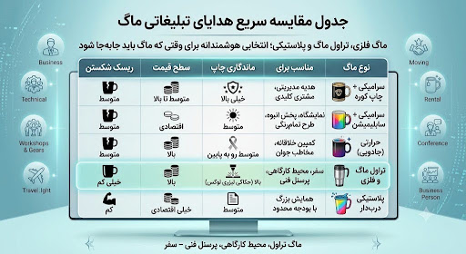 راهنمای خرید ماگ تبلیغاتی؛ از انتخاب جنس تا ماندگاری چاپ راهنمای خرید ماگ تبلیغاتی